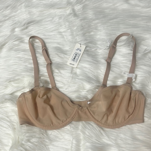 NWT Smoothez By Aerie Beige Underwire Mesh Balconette Bra 32B - Picture 1 of 11